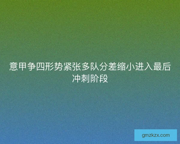 意甲争四形势紧张多队分差缩小进入最后冲刺阶段